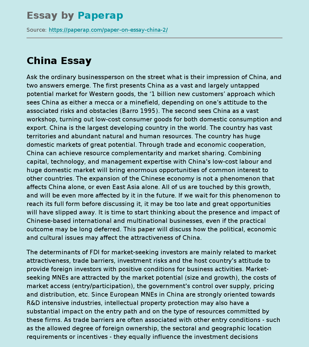 essay on china in english