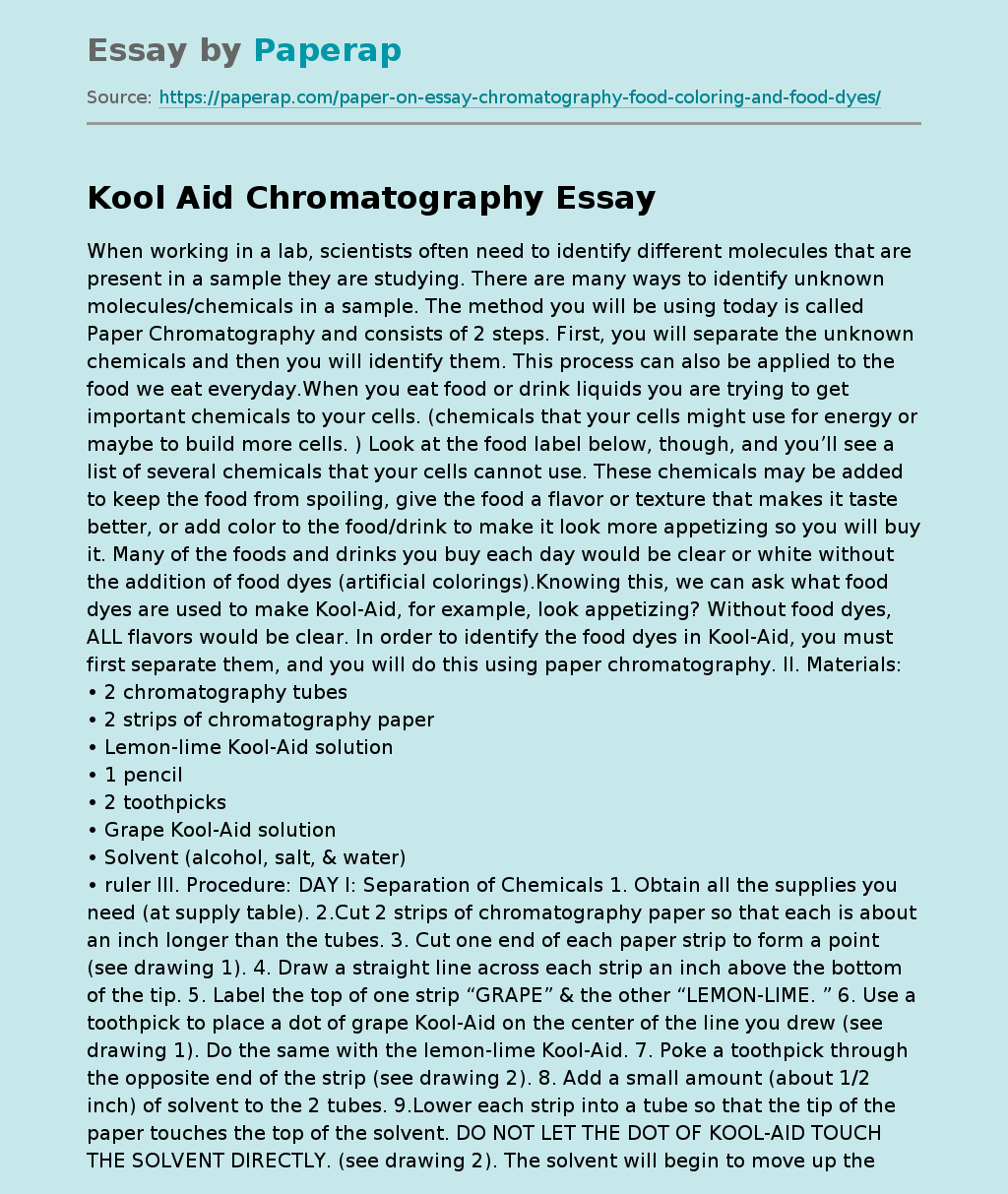 Kool Aid Chromatography