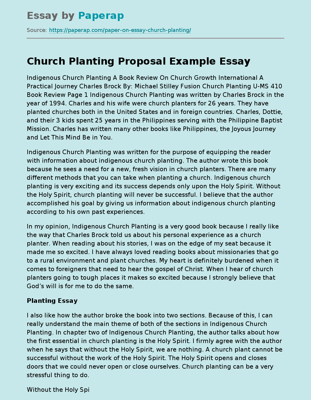 church planting essay