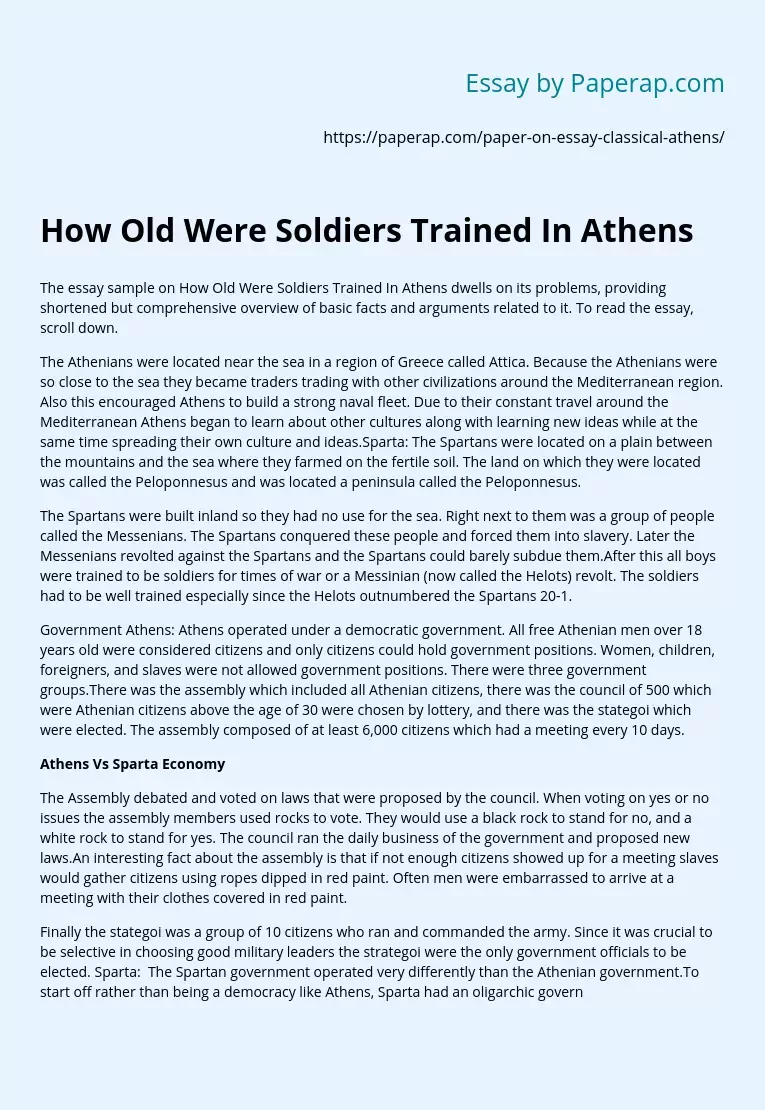 How Old Were Soldiers Trained In Athens
