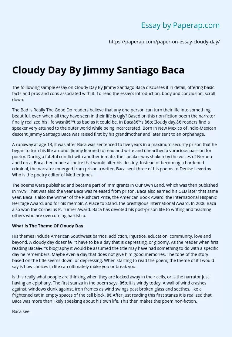 Cloudy Day By Jimmy Santiago Baca