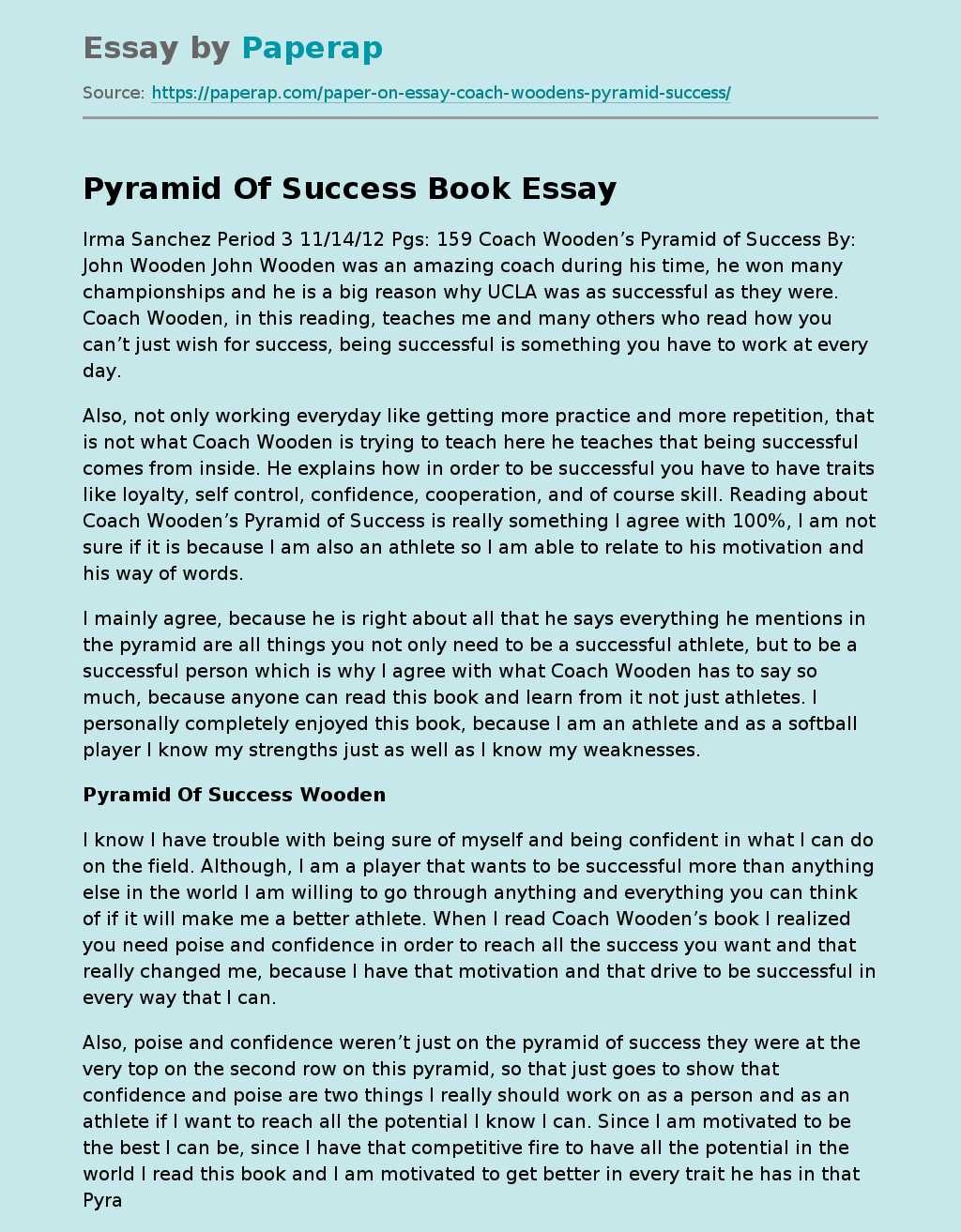 Pyramid Of Success Book