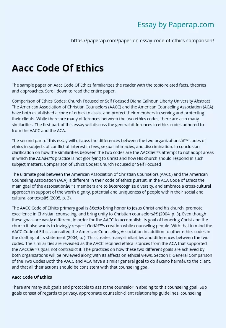 Aacc Code Of Ethics