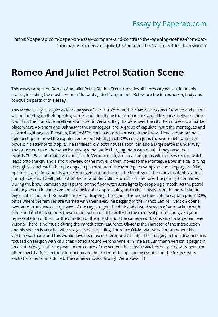 Romeo And Juliet Petrol Station Scene