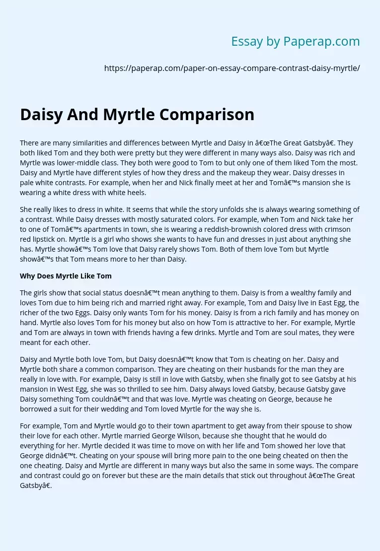 Daisy And Myrtle Comparison