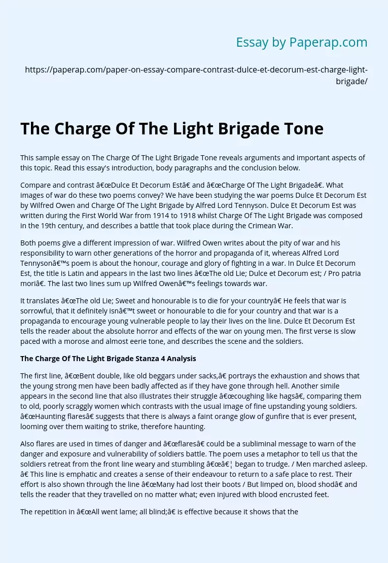 The Charge Of The Light Brigade Tone