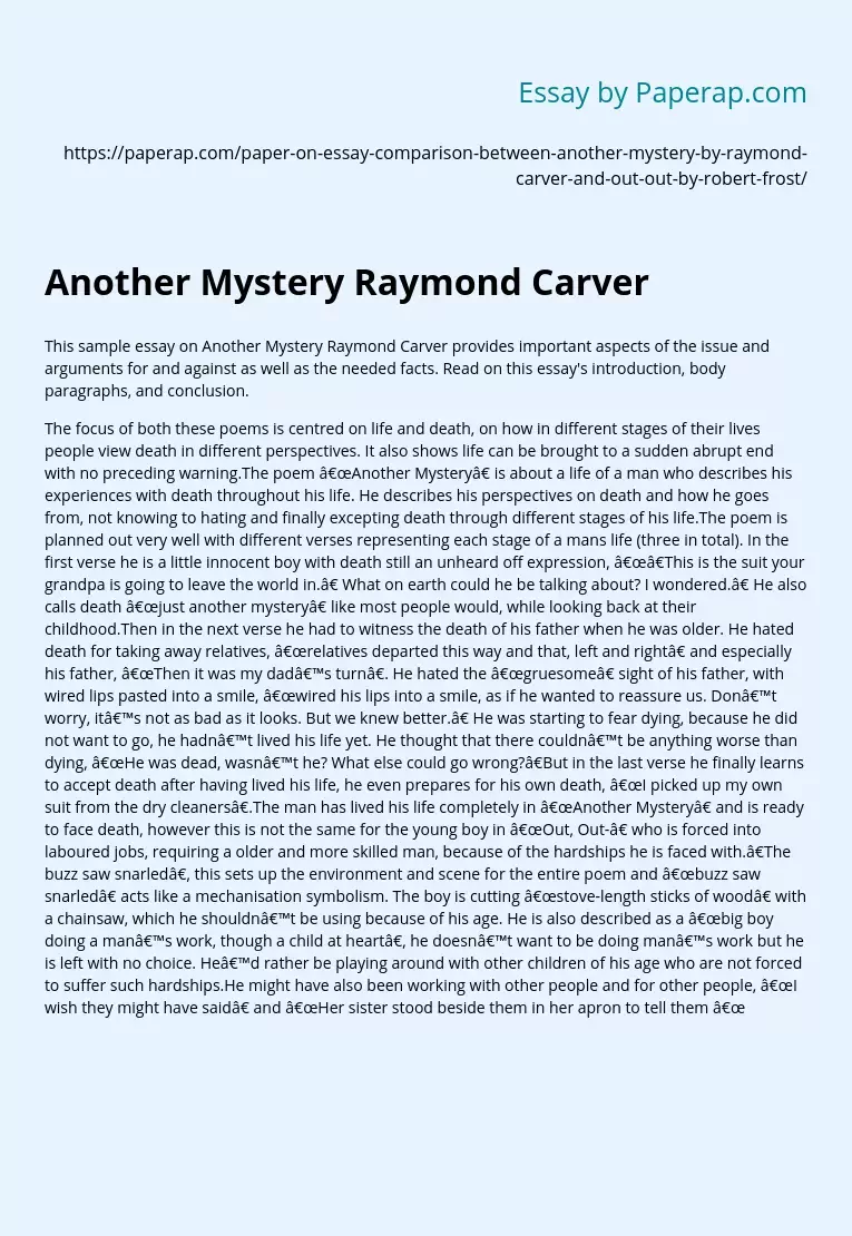 Another Mystery Raymond Carver