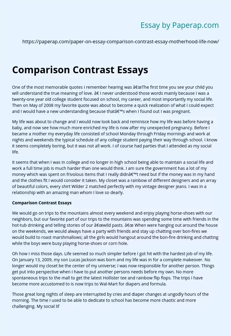 Comparison Contrast Essays