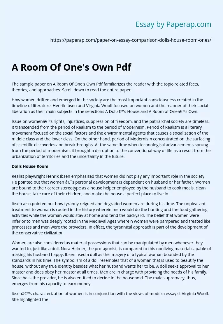 A Room Of One's Own Pdf