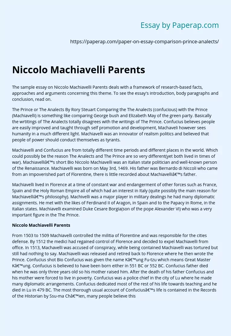 Реферат: Machiavelli Essay Research Paper Machiavelli and the