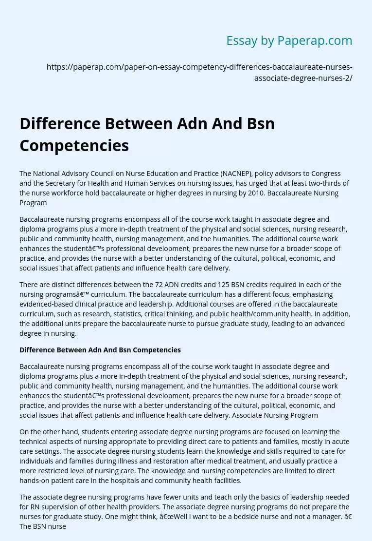 Difference Between Adn And Bsn Competencies