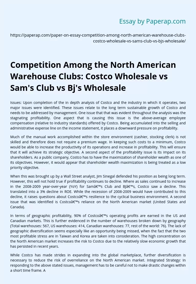 Competition Among the North American Warehouse Clubs