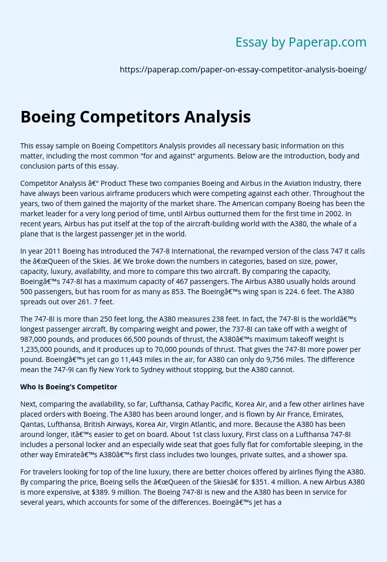 Boeing Competitors Analysis