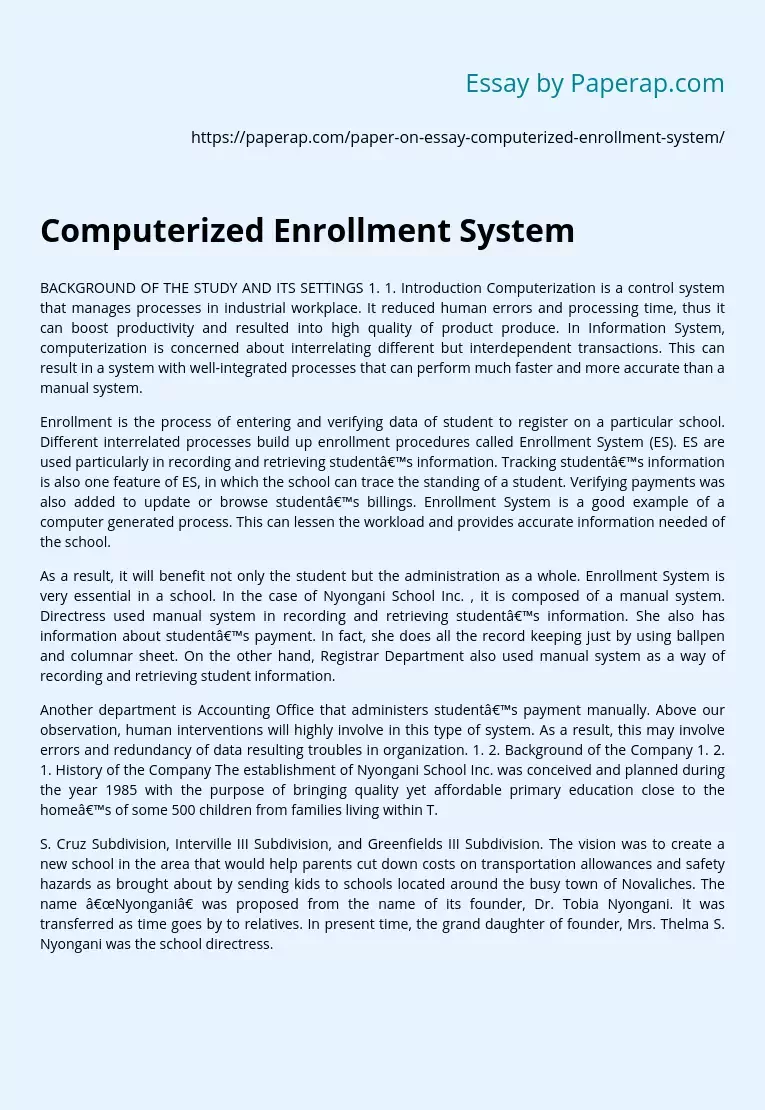 Computerized Enrollment System