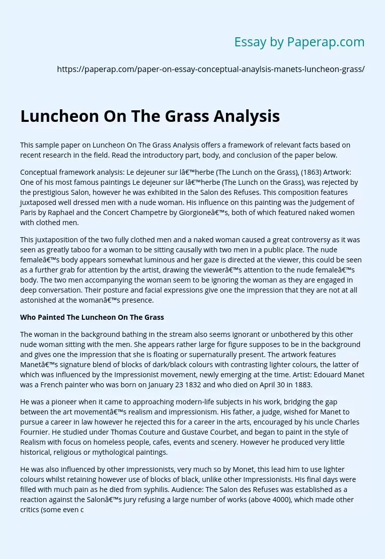 Luncheon On The Grass Analysis