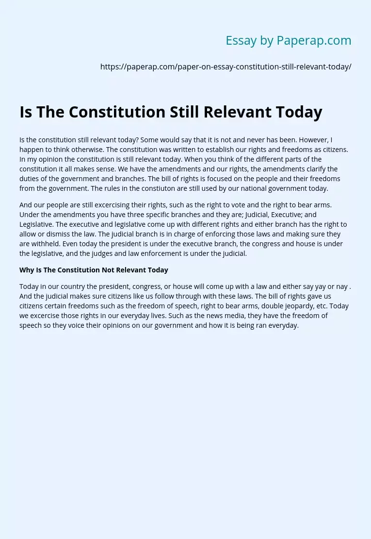 Is The Constitution Still Relevant Today