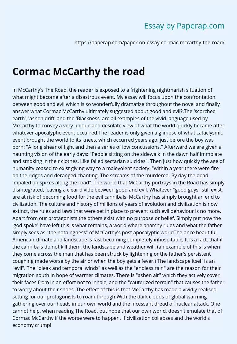 Cormac McCarthy the road