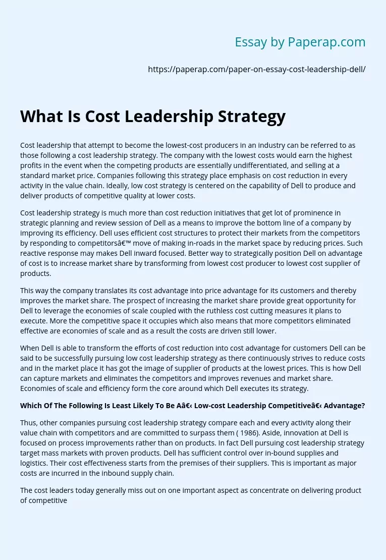 What Is Cost Leadership Strategy