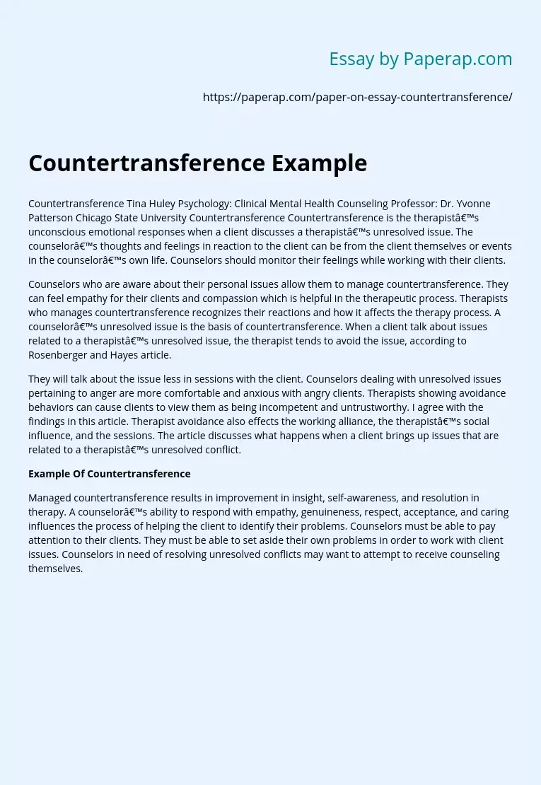 Countertransference Example