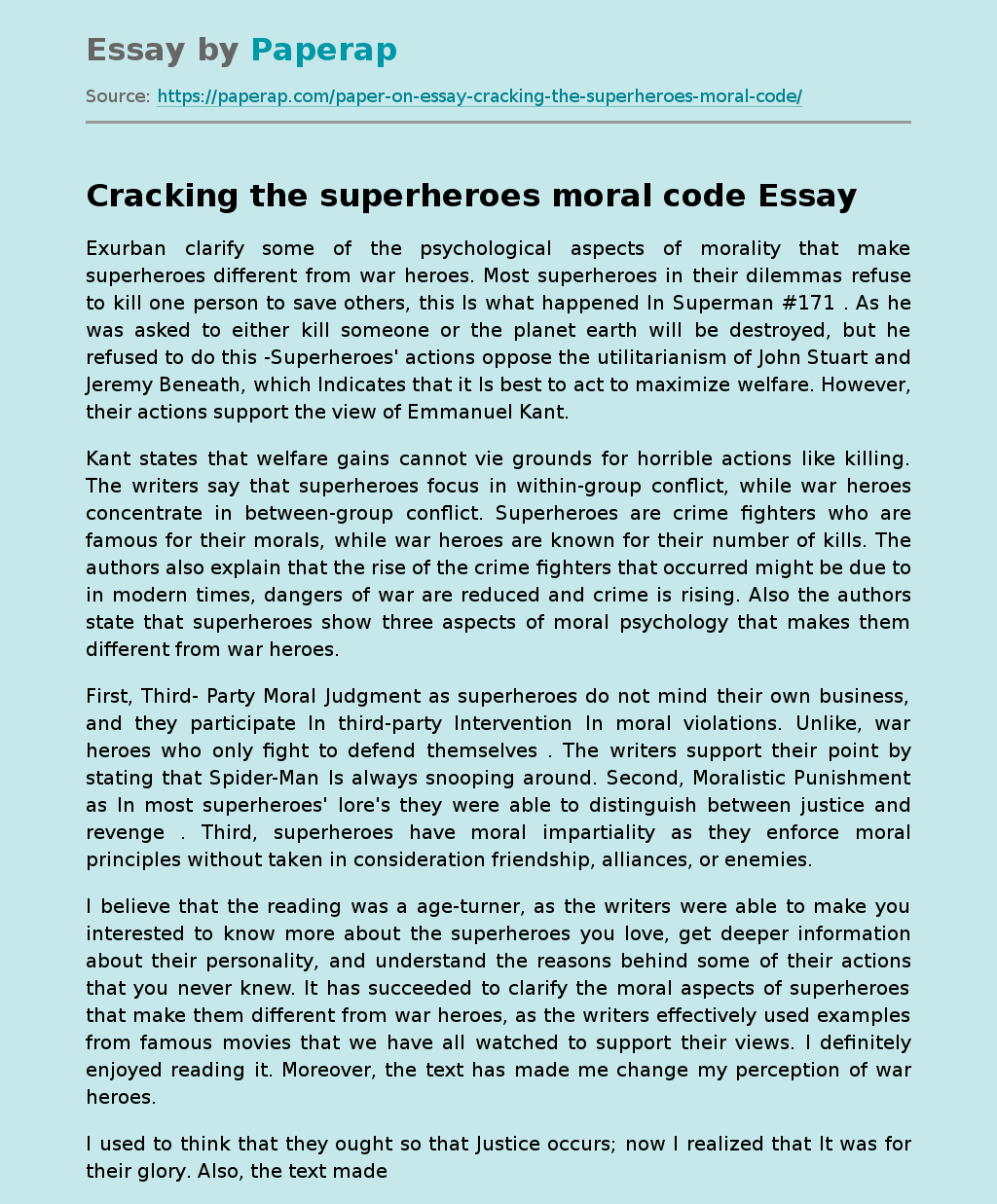 Cracking the Superheroes Moral Code