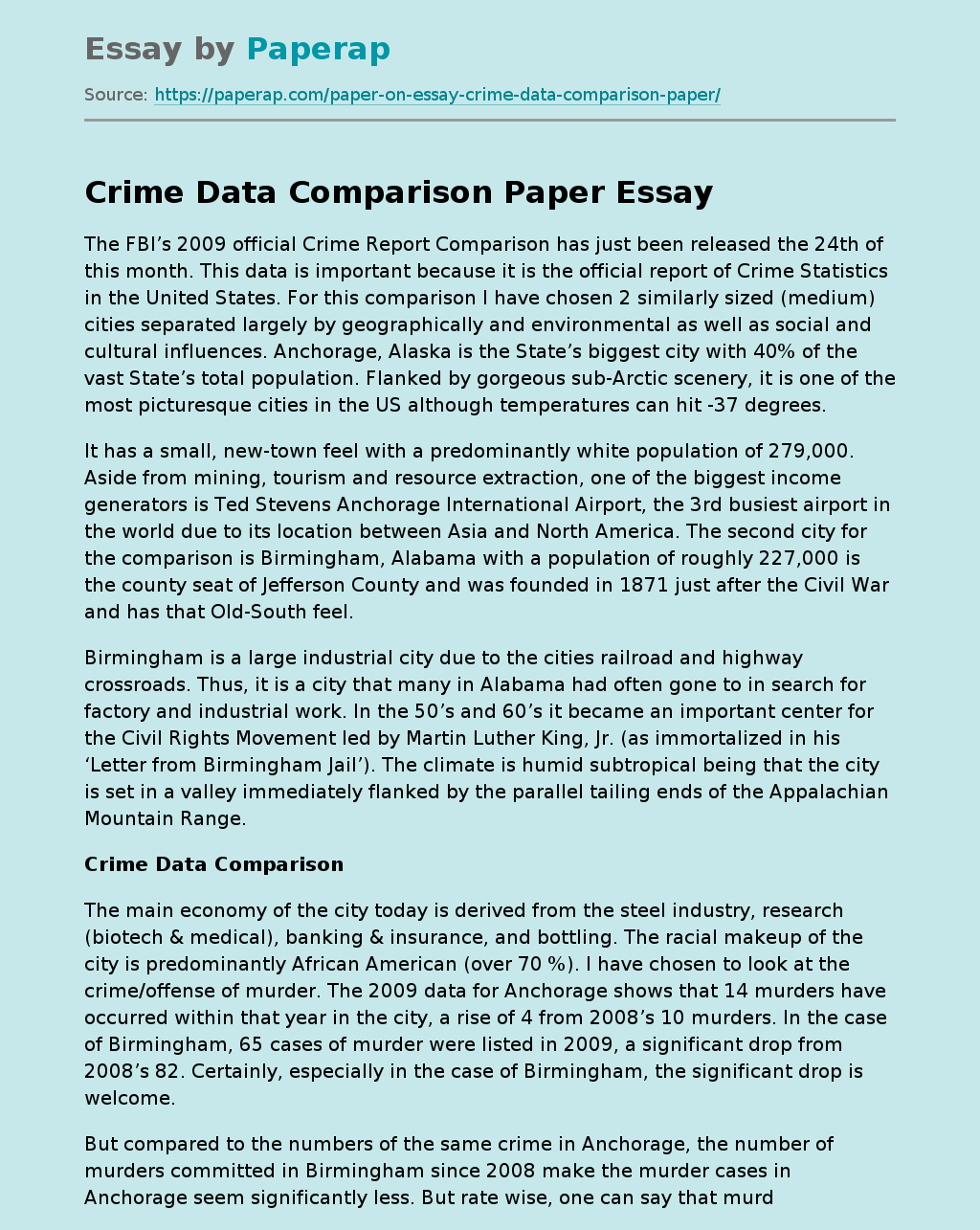 Crime Data Comparison Paper