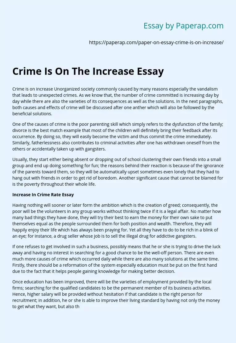 Crime Is On The Increase Essay