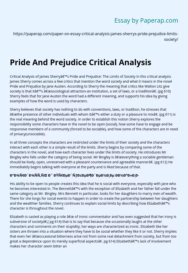 pride and prejudice rhetorical analysis essay