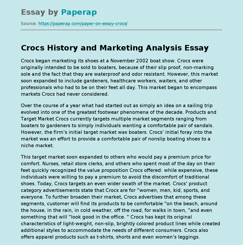 Crocs History and Marketing Analysis