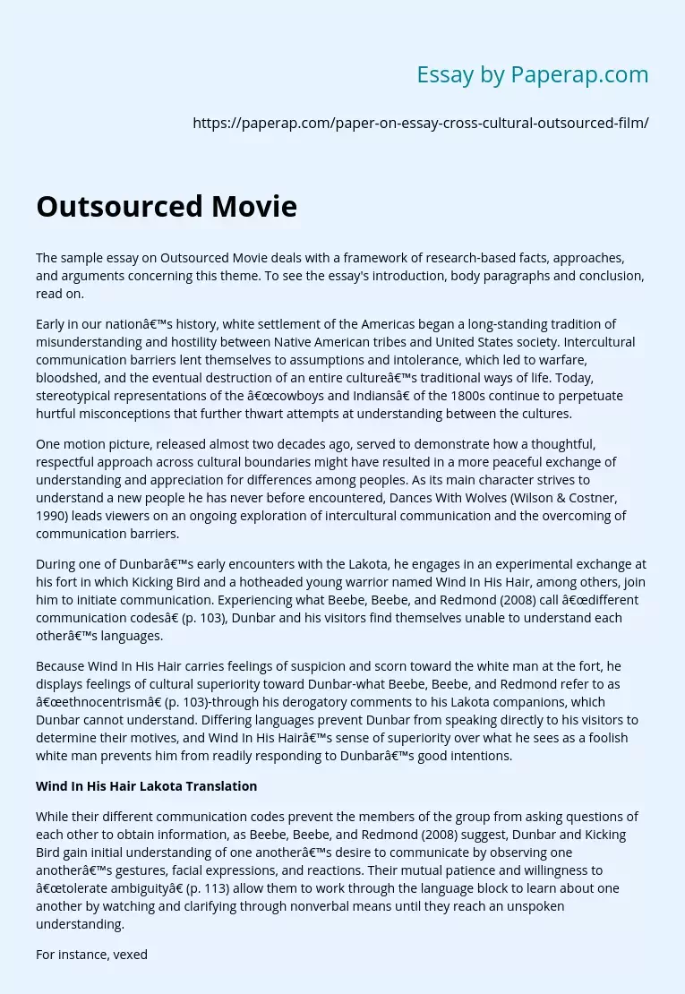 outsourced movie cultural dimensions