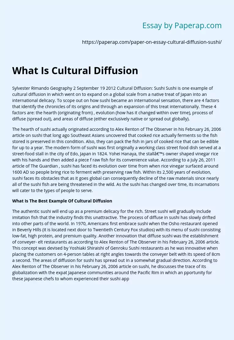 what is cultural diffusion essay