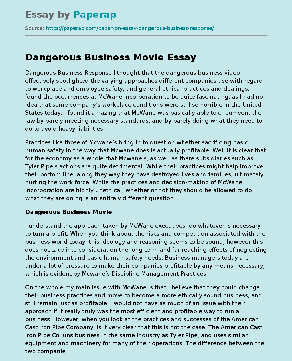 Dangerous Business Movie