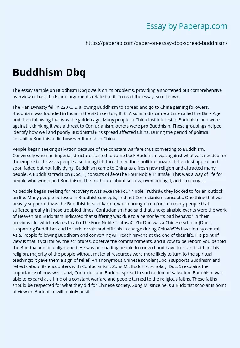 Han Yu Memorial On Buddhism