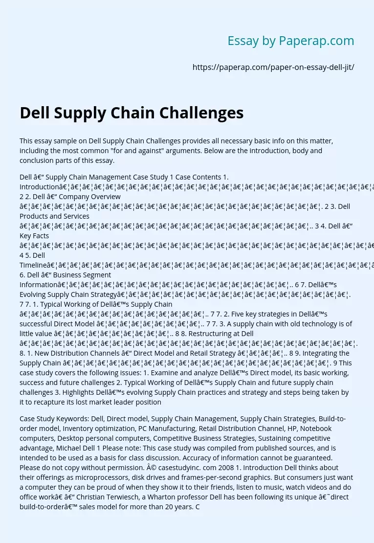 Dell Supply Chain Challenges