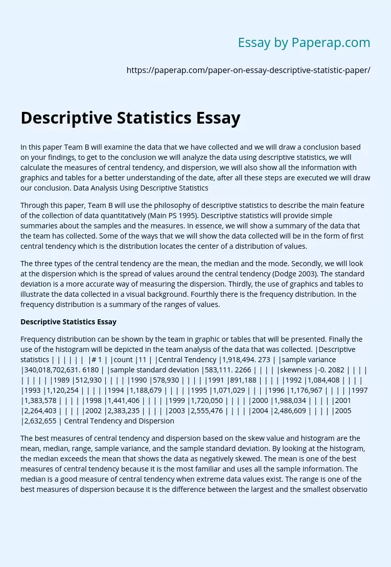 Descriptive Statistics Essay