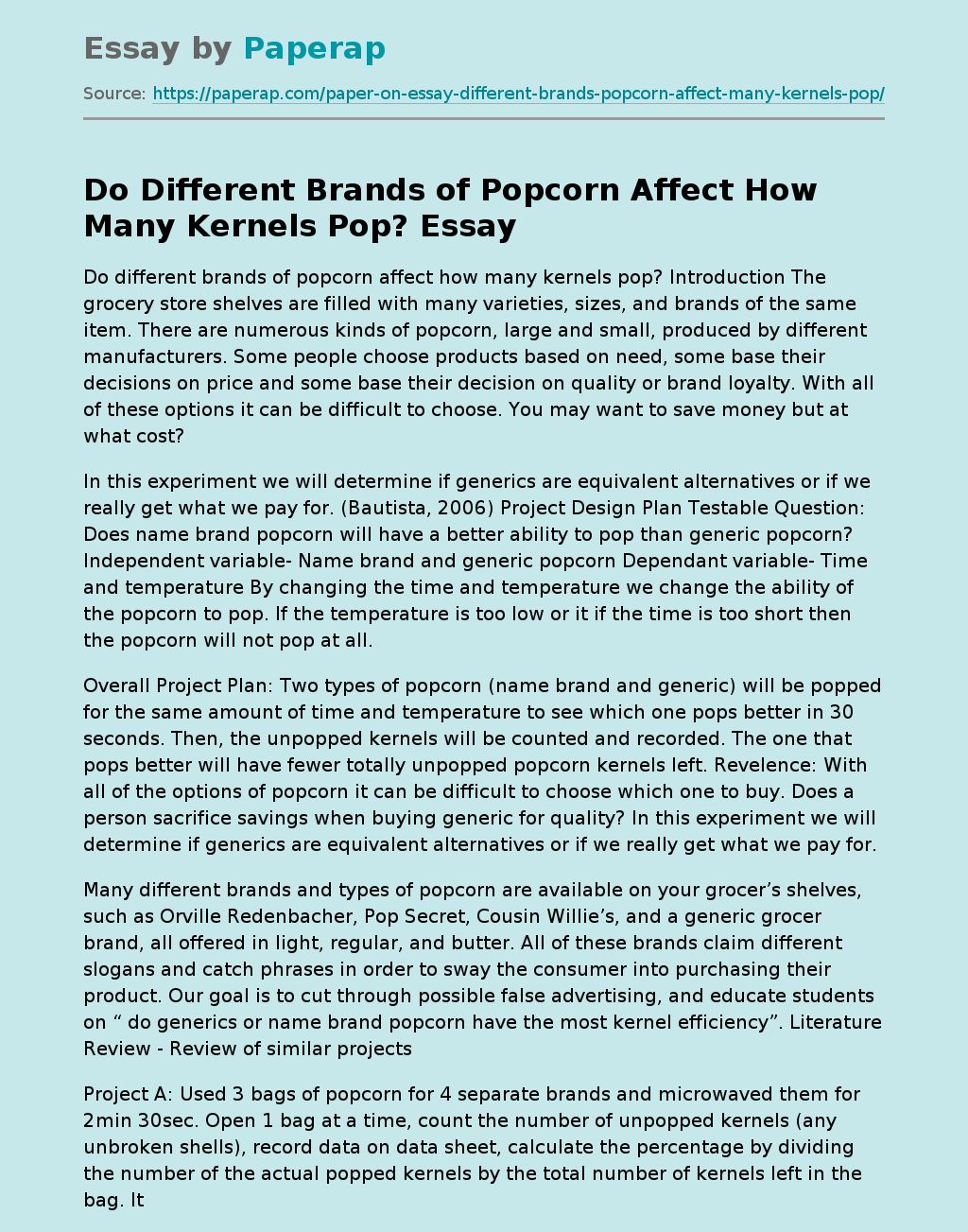Do Different Brands of Popcorn Affect How Many Kernels Pop?