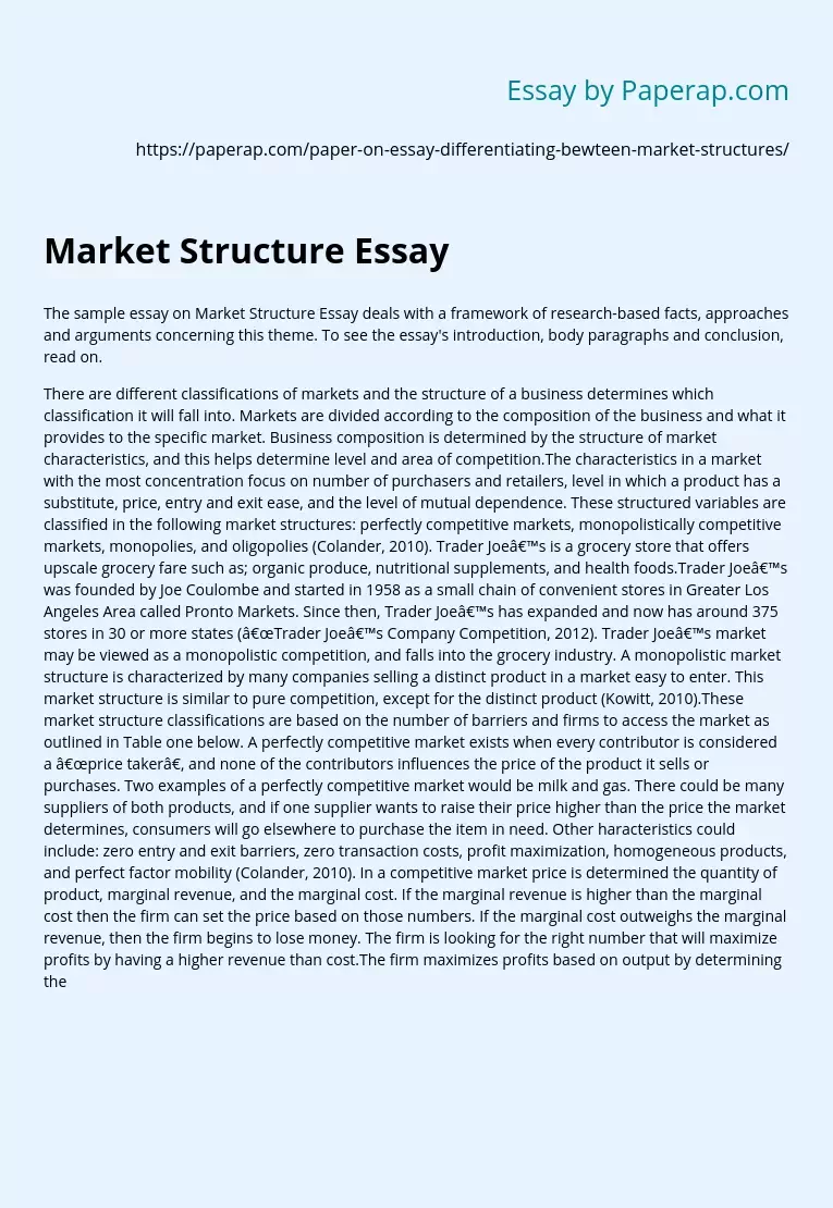 Market Structure Essay