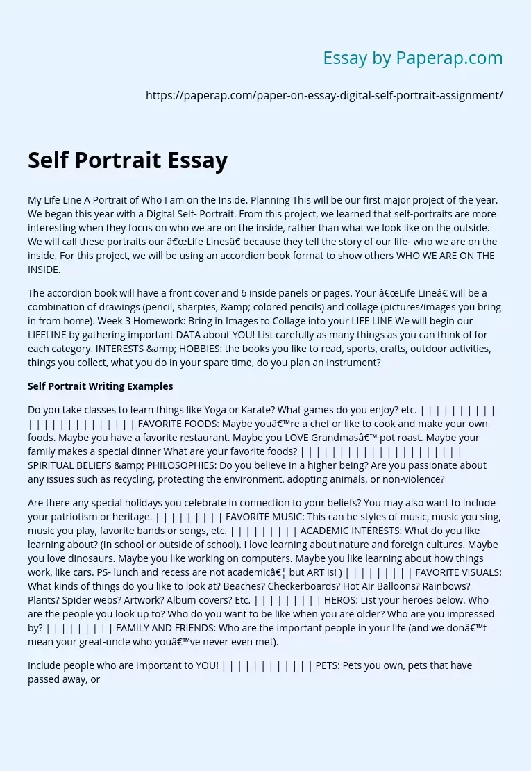 Digital Self Portrait Assignment