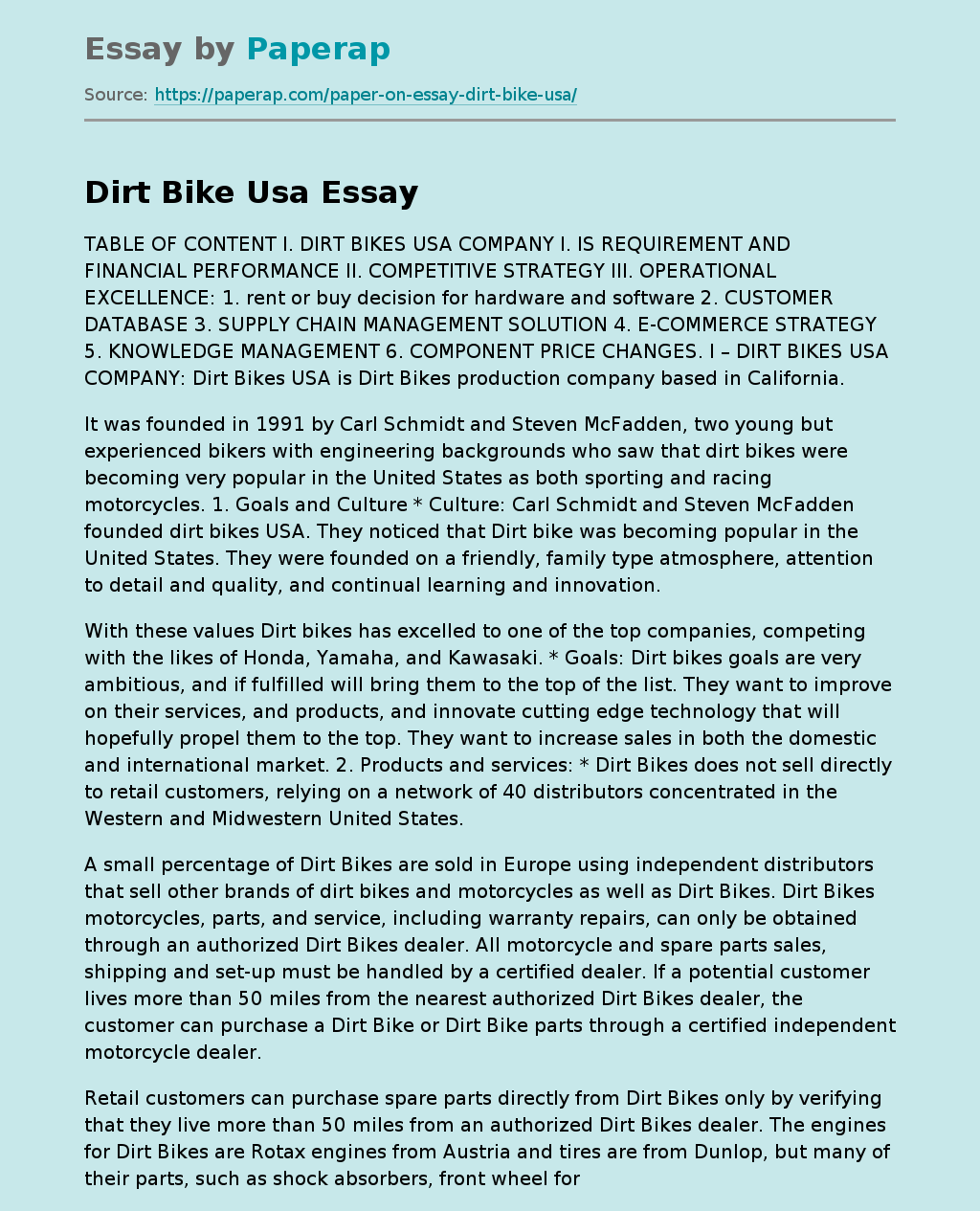 essay on bike racing