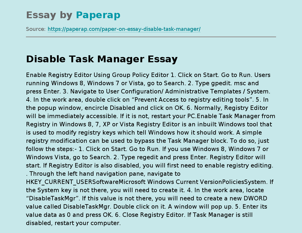 Disable Task Manager