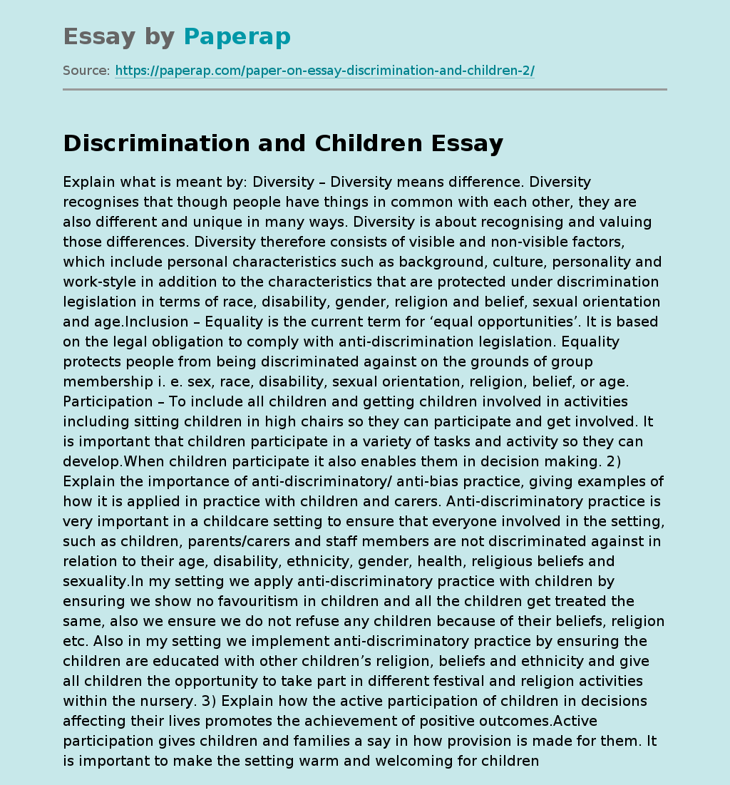 Discrimination and Children