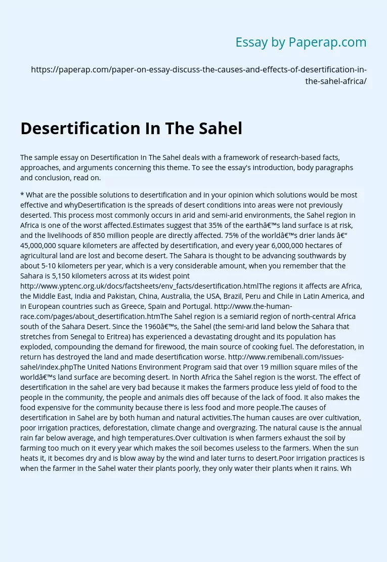 Desertification In The Sahel