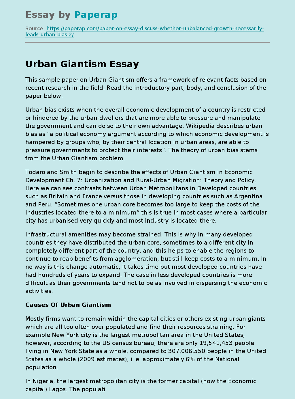 Urban Giantism
