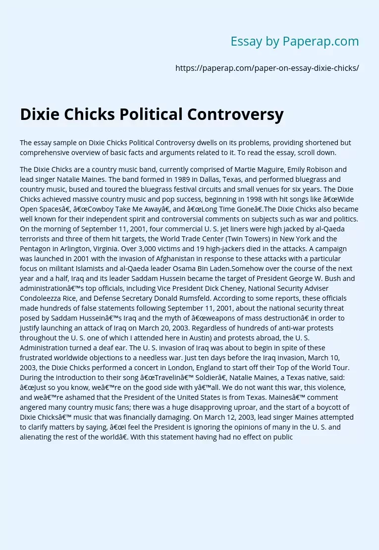 Dixie Chicks Political Controversy