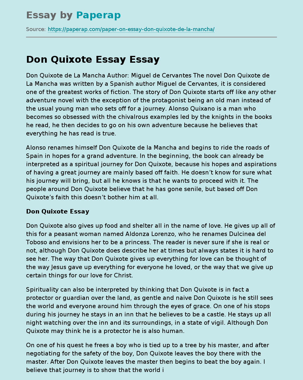 Don Quixote Essay
