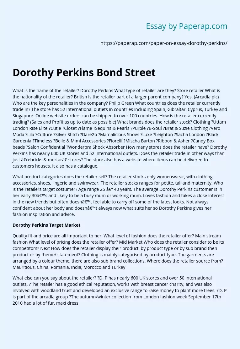 Dorothy Perkins Bond Street