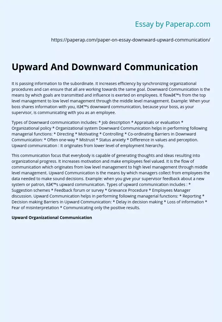 Upward And Downward Communication