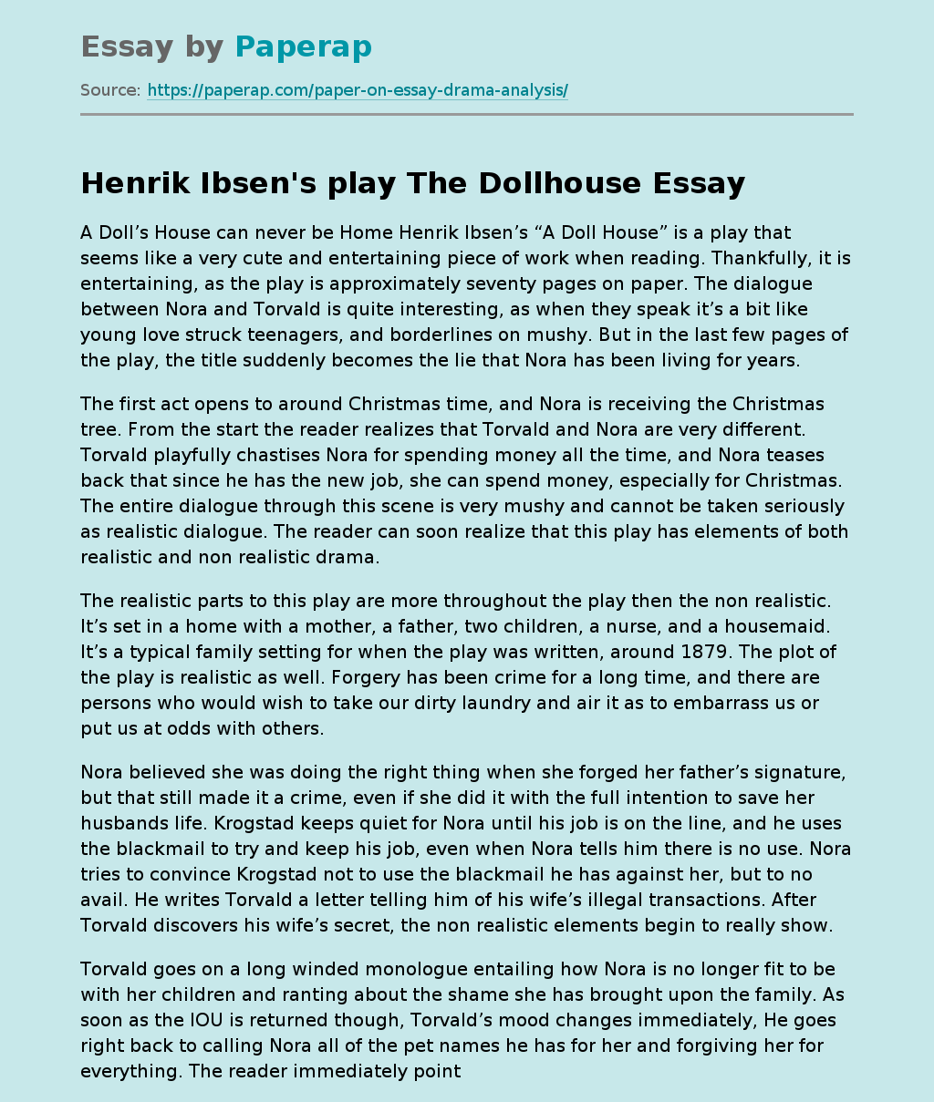 Henrik Ibsen's play The Dollhouse