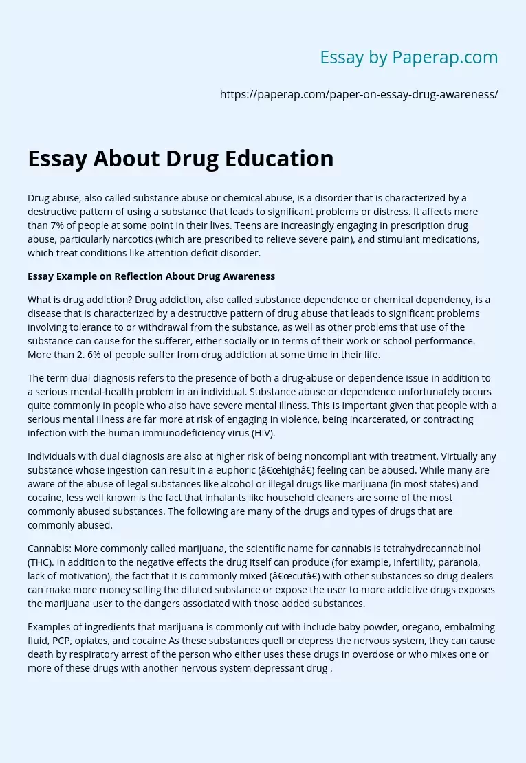 Essay About Drug Education