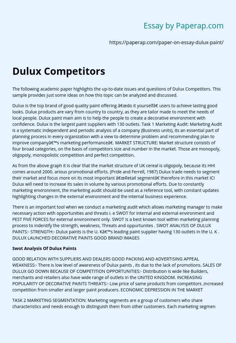 Dulux Competitors
