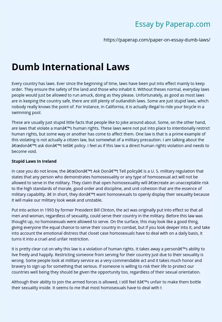 Dumb International Laws